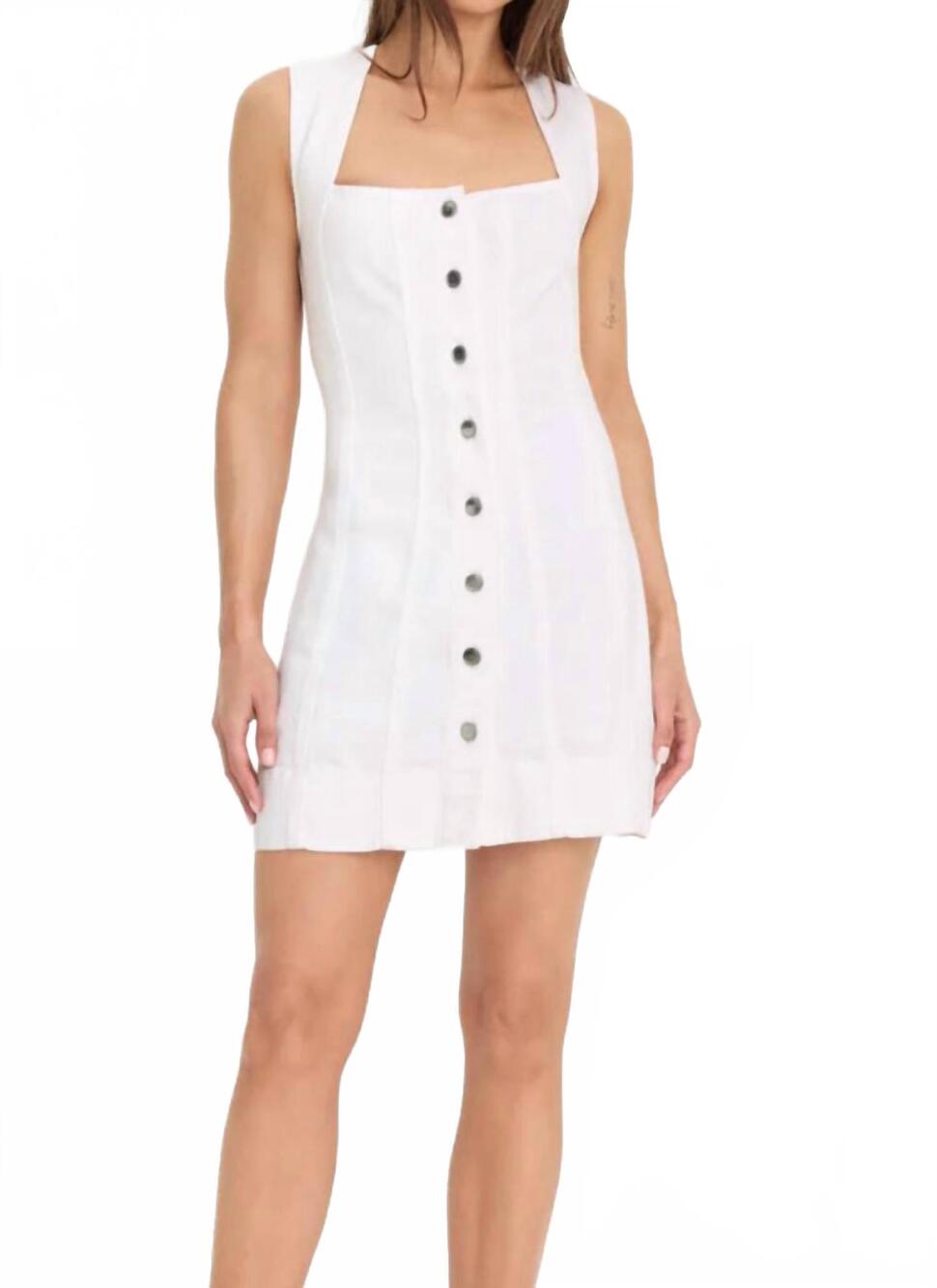 NEW GOOD AMERICAN mini button front dress in white